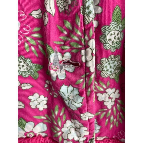 Penelope Mack Pink Floral Corduroy Pea Coat with Faux Fur Trim 6x - Picture 7 of 7